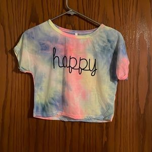 Tie dye “happy” crop top